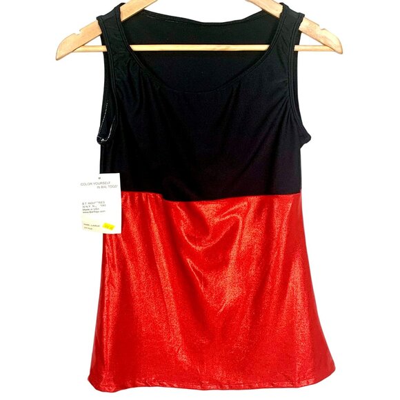 Bal Togs Sleeveless Tank Top Tunic L Dance Lyrical Jazz Iridescent Red Black - Picture 1 of 9